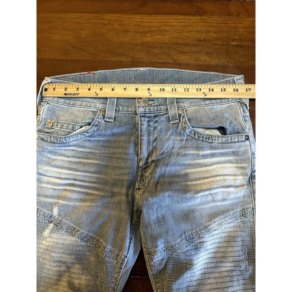 True Religion Skinny Moto Blue Jeans Mens 33x33 EUC